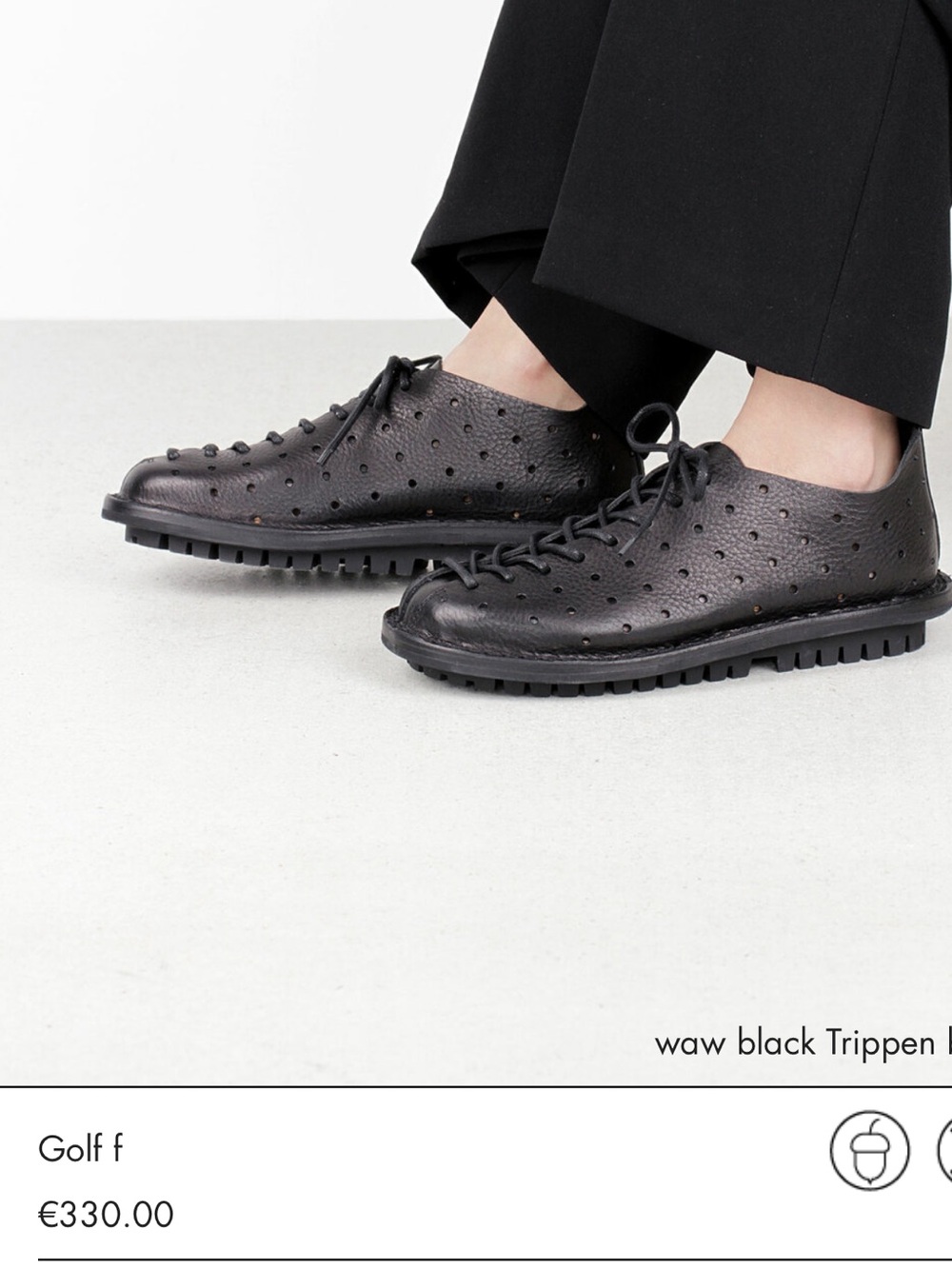 Trippen Golf Black Leather Lace Up Shoes EU 37 Made in Germany